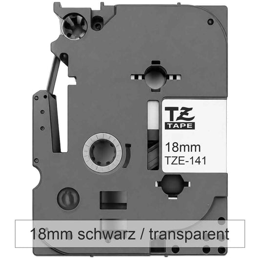 BROTHER Schriftband TZe-141 18mm x 8m schwarz auf transp.