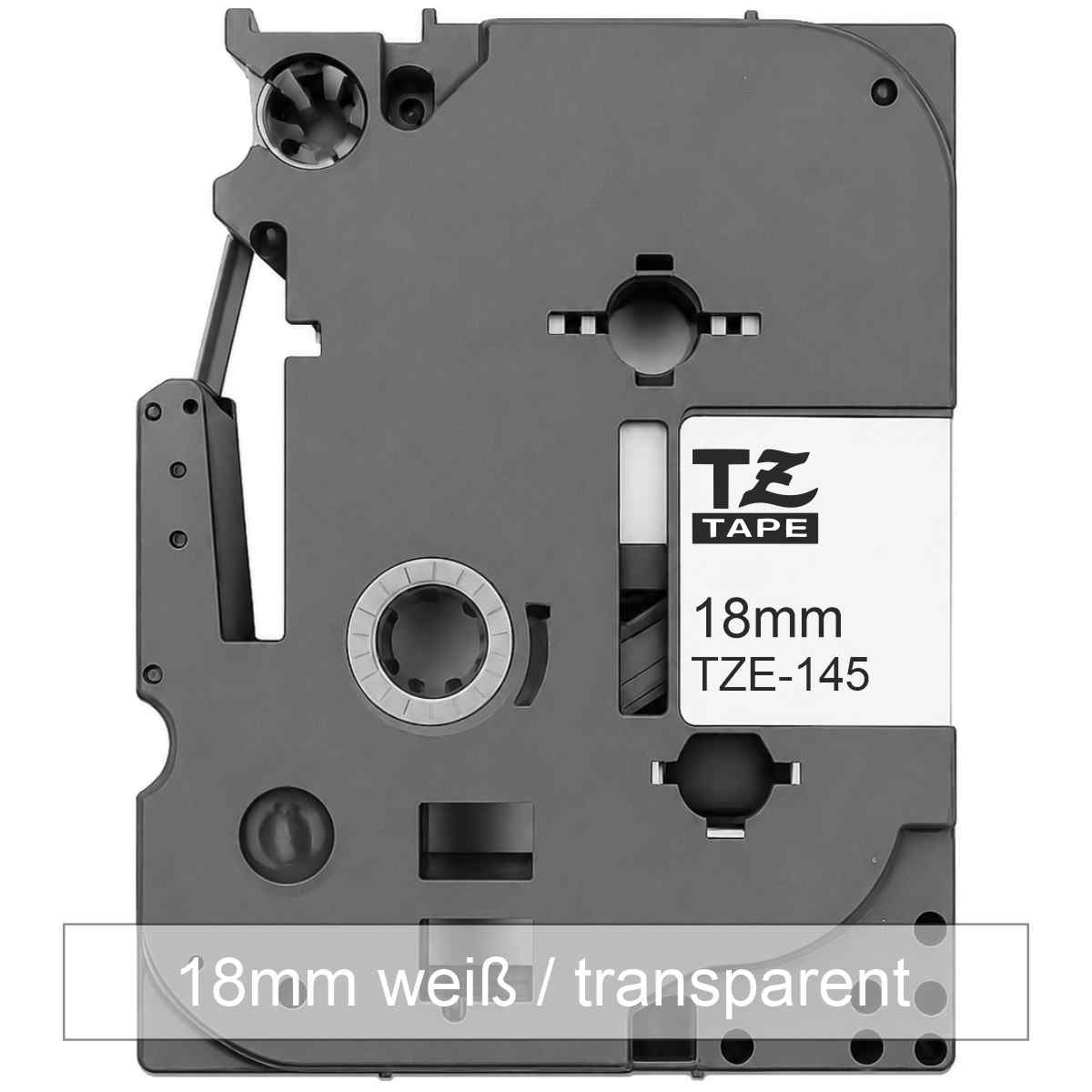 BROTHER Schriftband TZe-145 18mm x 8m weiß auf transparen