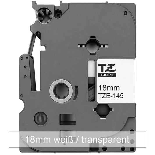 BROTHER Schriftband TZe-145 18mm x 8m weiß auf transparen