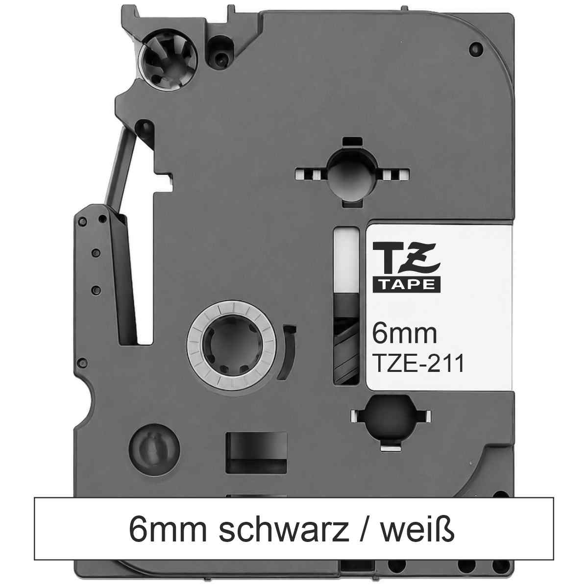 BROTHER Schriftband TZe-211 6mm x 8m schwarz auf weiß