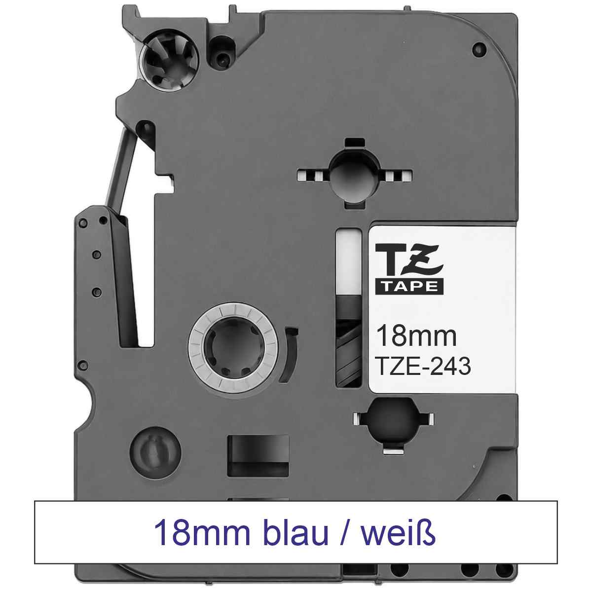 BROTHER Schriftband TZe-243 18mm x 8m blau auf weiß