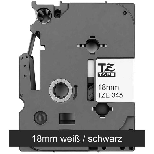BROTHER Schriftband TZe-345 18mm x 8m weiß auf schwarz