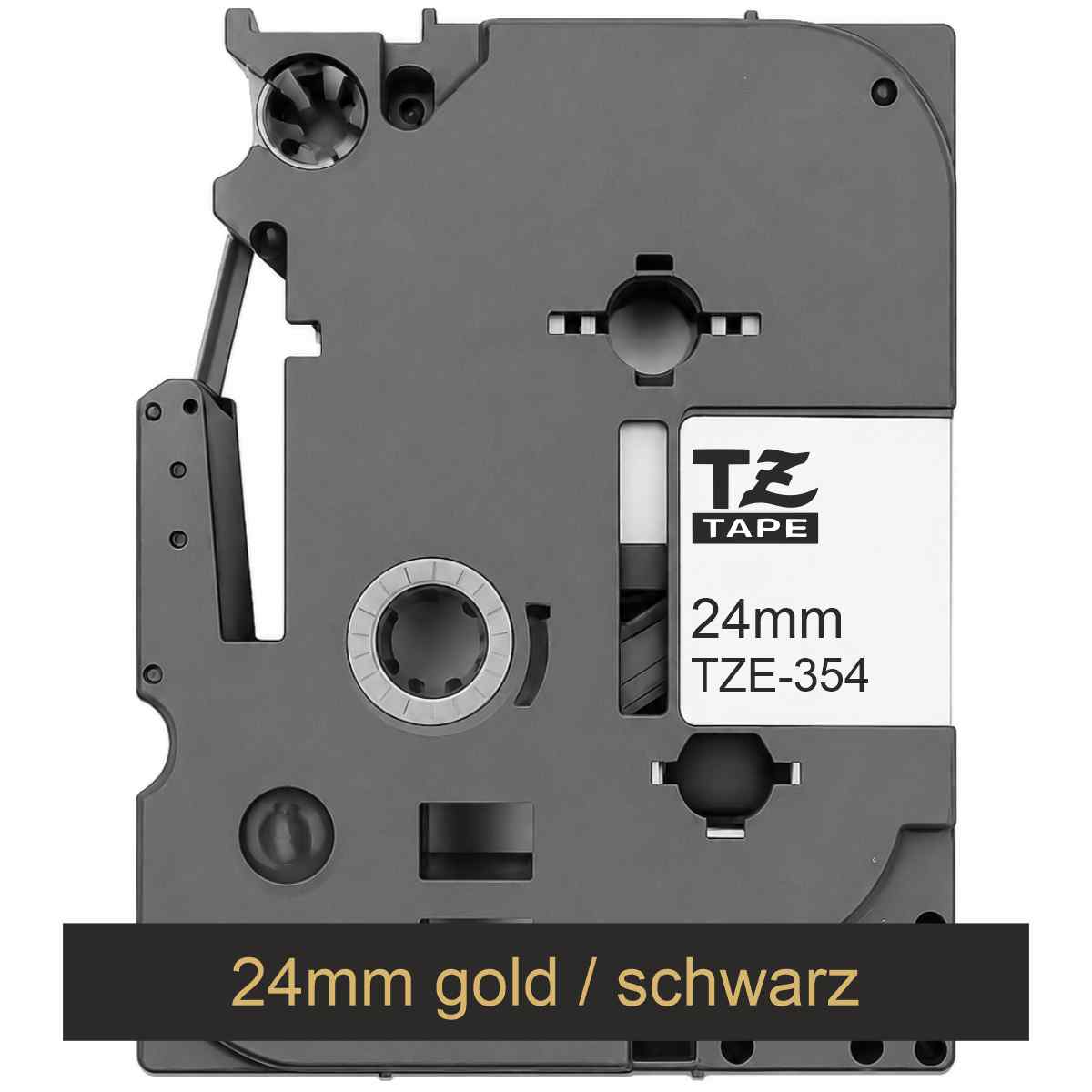 BROTHER Schriftband TZe-354 24mm x 8m gold auf schwarz