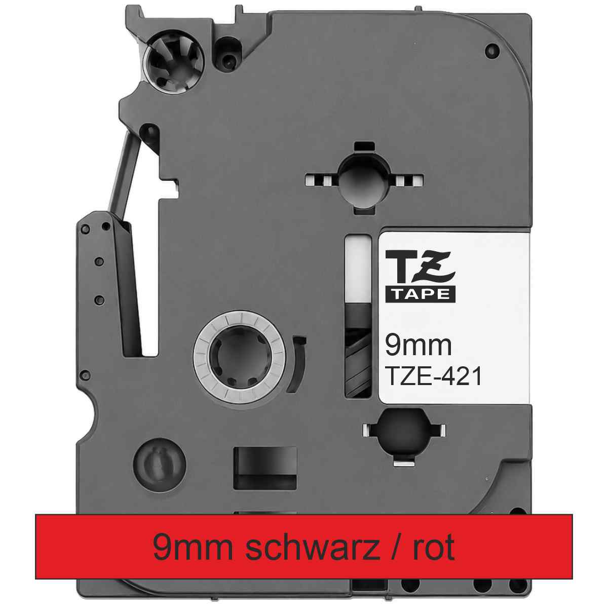 BROTHER Schriftband TZe-421 9mm x 8m schwarz auf rot