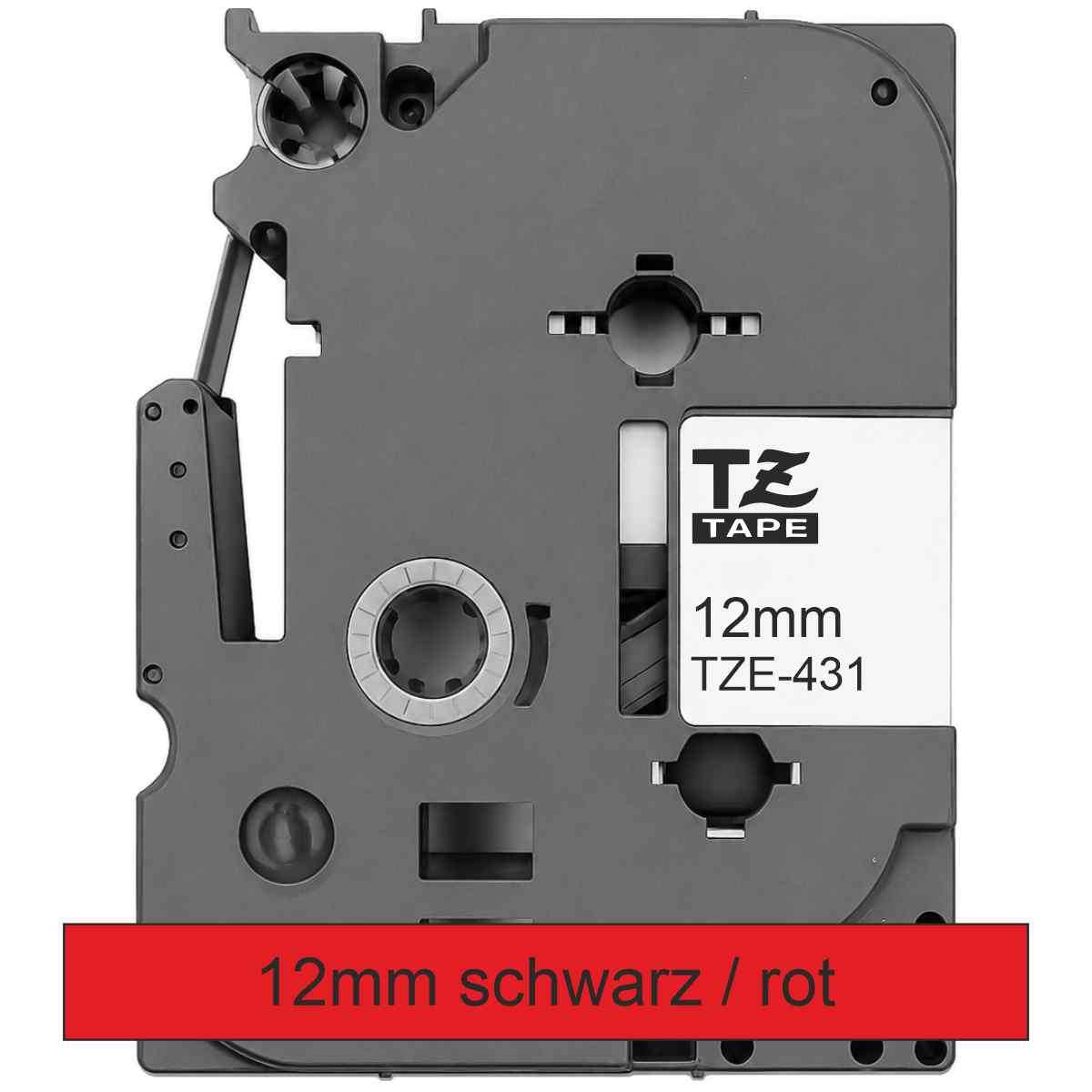 BROTHER Schriftband TZe-431 12mm x 8m schwarz auf rot