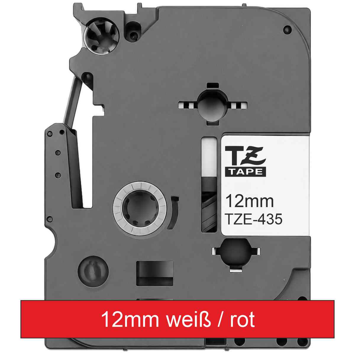 BROTHER Schriftband TZe-435 12mm x 8m weiß auf rot