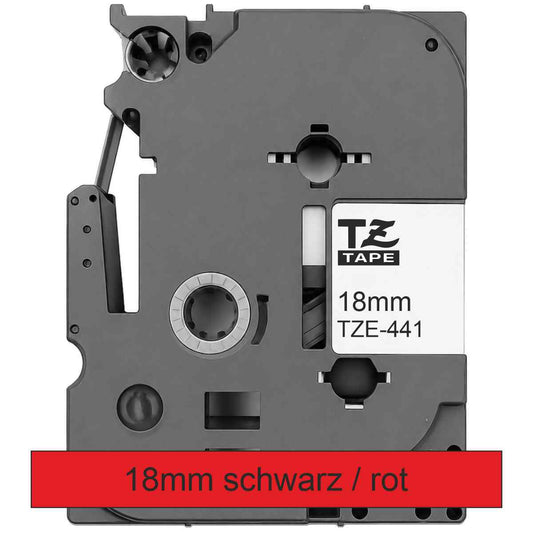 BROTHER Schriftband TZe-441 18mm x 8m schwarz auf rot