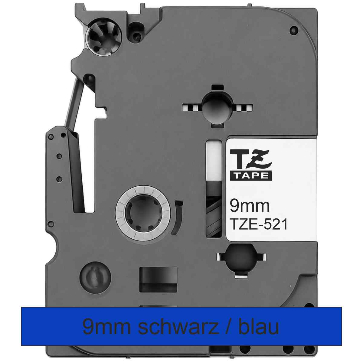 BROTHER Schriftband TZe-521 9mm x 8m schwarz auf blau