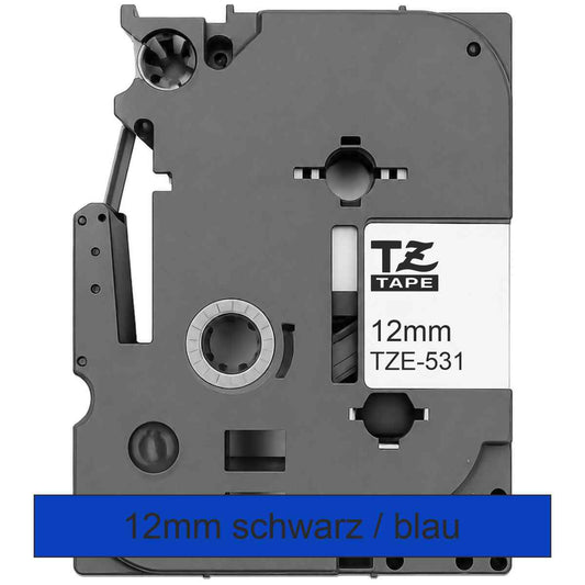 BROTHER Schriftband TZe-531 12mm x 8m schwarz auf blau