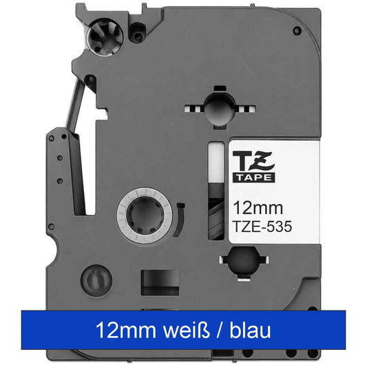 BROTHER Schriftband TZe-535 12mm x 8m weiß auf blau