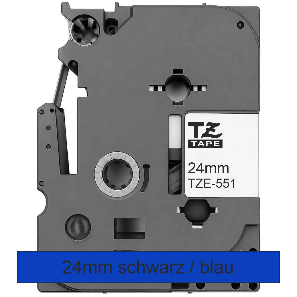 BROTHER Schriftband TZe-551 24mm x 8m schwarz auf blau