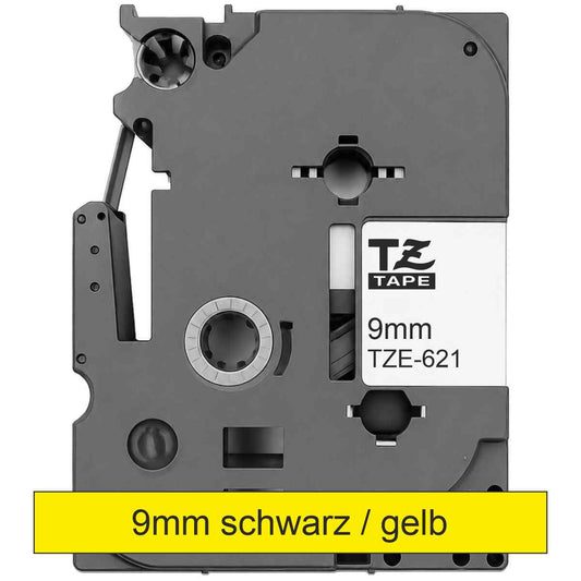 BROTHER Schriftband TZe-621 9mm x 8m schwarz auf gelb