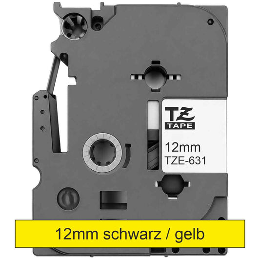 BROTHER Schriftband TZe-631 12mm x 8m schwarz auf gelb
