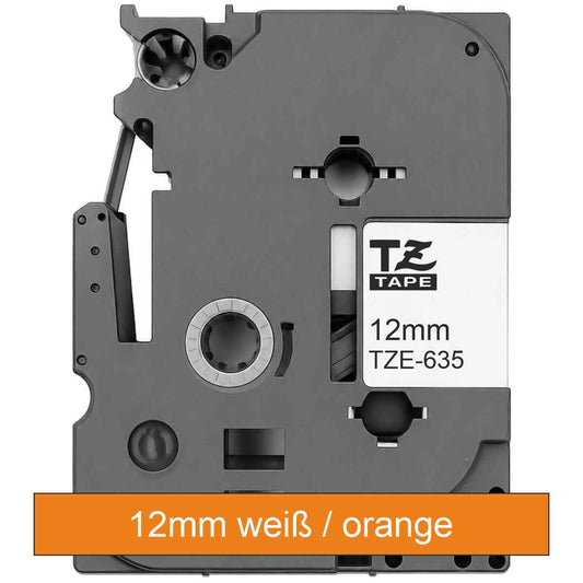 BROTHER Schriftband TZe-635 12mm x 8m weiß auf orange