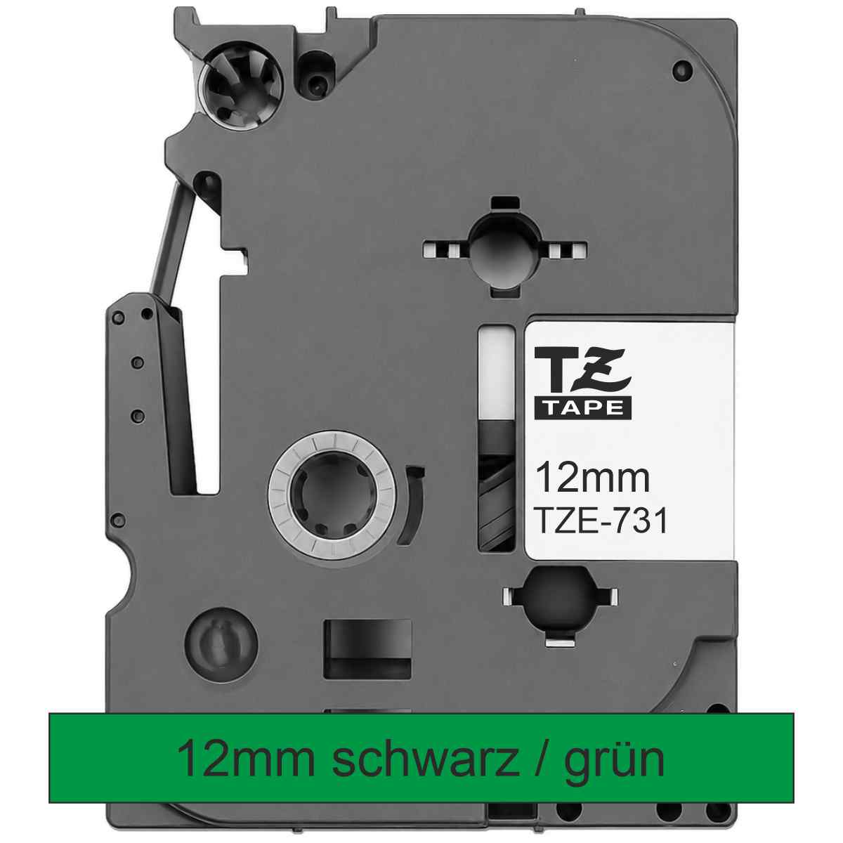 BROTHER Schriftband TZe-731 12mm x 8m schwarz auf grün