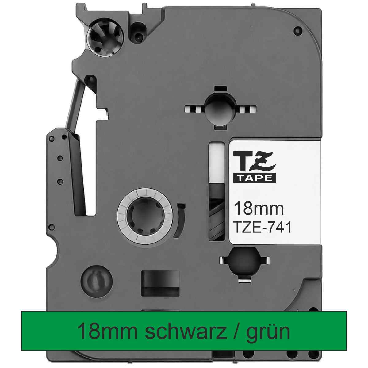 BROTHER Schriftband TZe-741 18mm x 8m schwarz auf grün