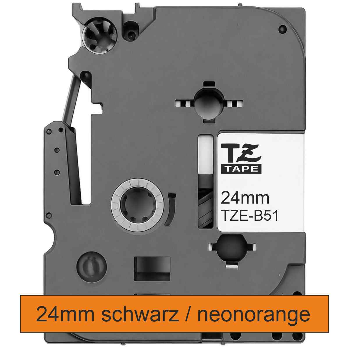 BROTHER Schriftband TZe-B51 24mm x 5m schw. auf neonorange