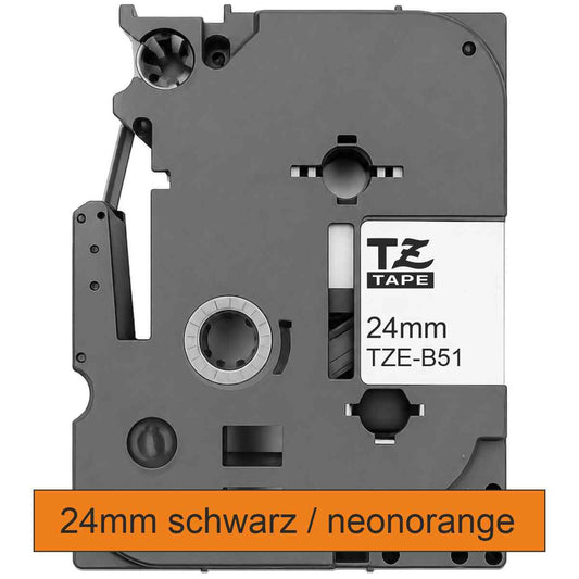 BROTHER Schriftband TZe-B51 24mm x 5m schw. auf neonorange