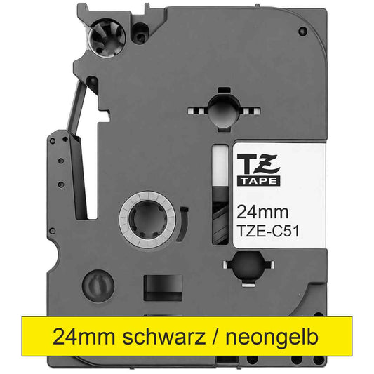 BROTHER Schriftband TZe-C51 24mm x 8m schwarz auf neongelb