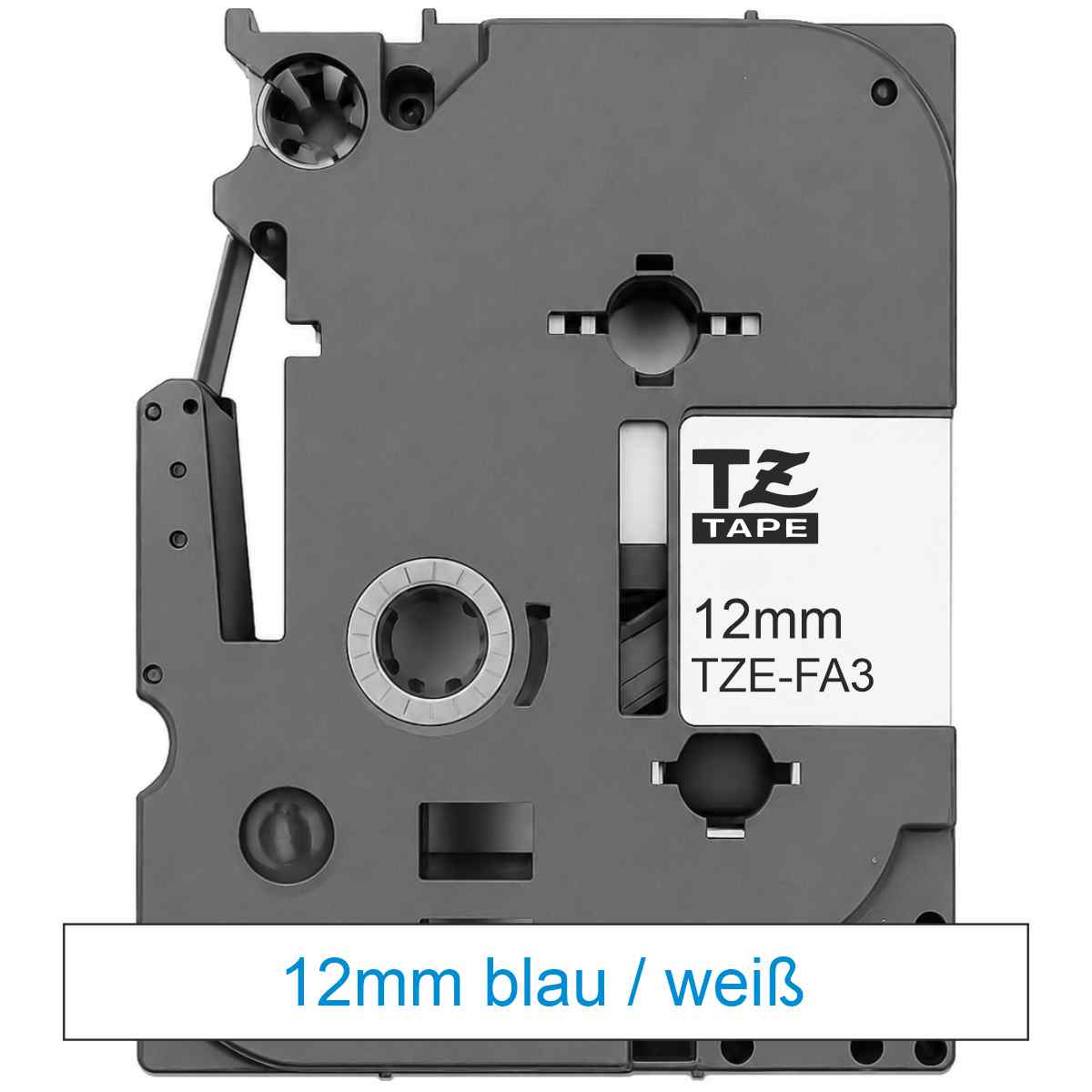 BROTHER Schriftband TZe-FA3 12mm x 3m Textilband blau / weiß