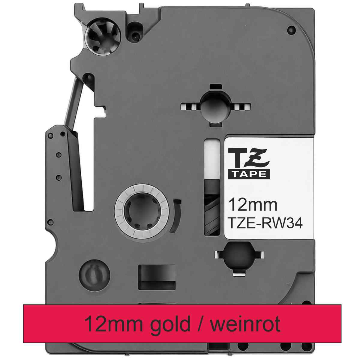 BROTHER Schriftband TZe-RW34 12mm x 4m gold auf weinrot