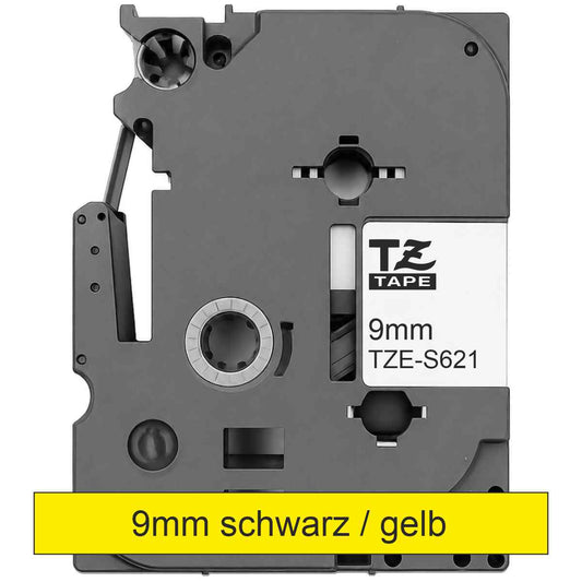 BROTHER Schriftband TZe-S621 9mm x 8m schwarz auf gelb