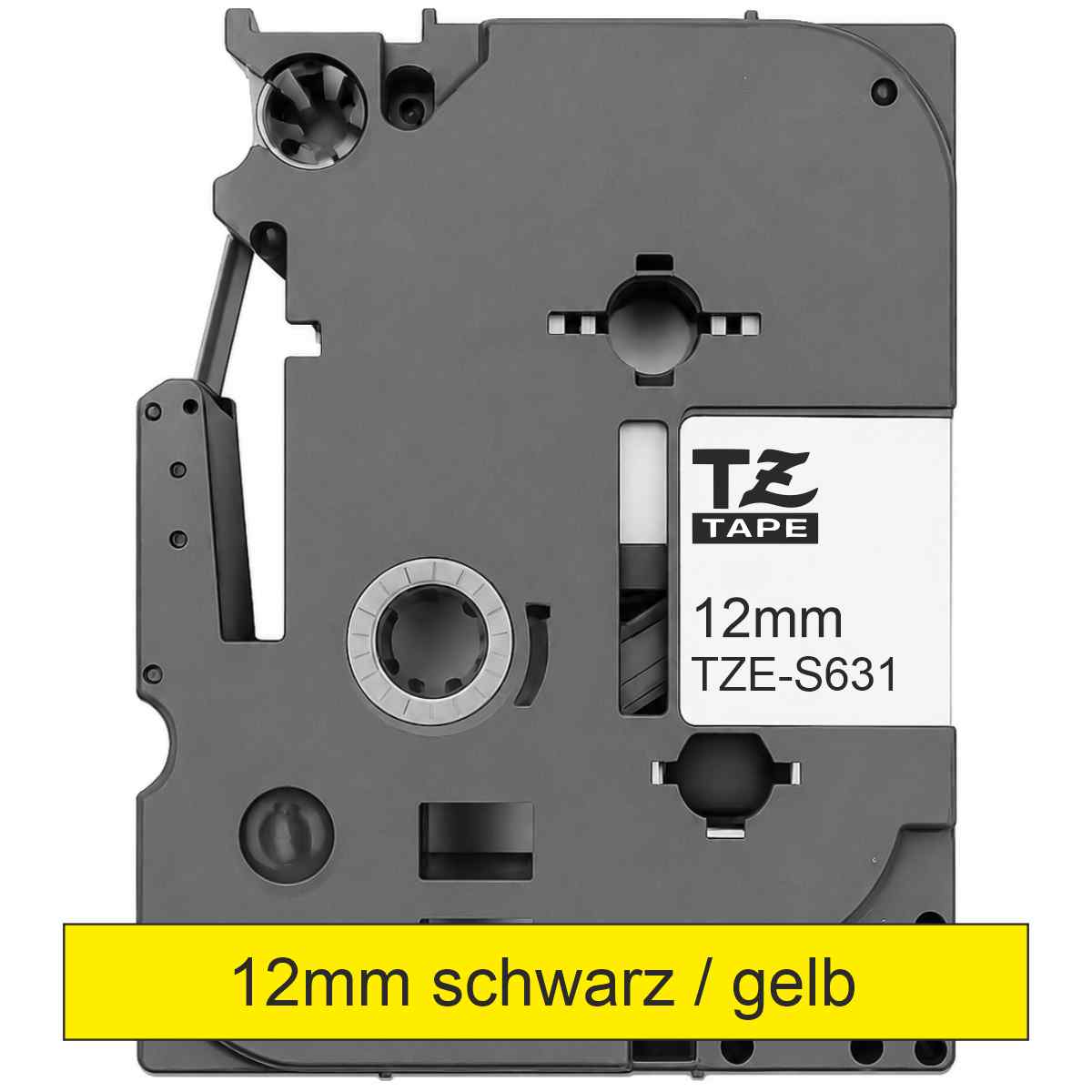 BROTHER Schriftband TZe-S631 12mm x 8mm STARK KLEBEND sw/ge