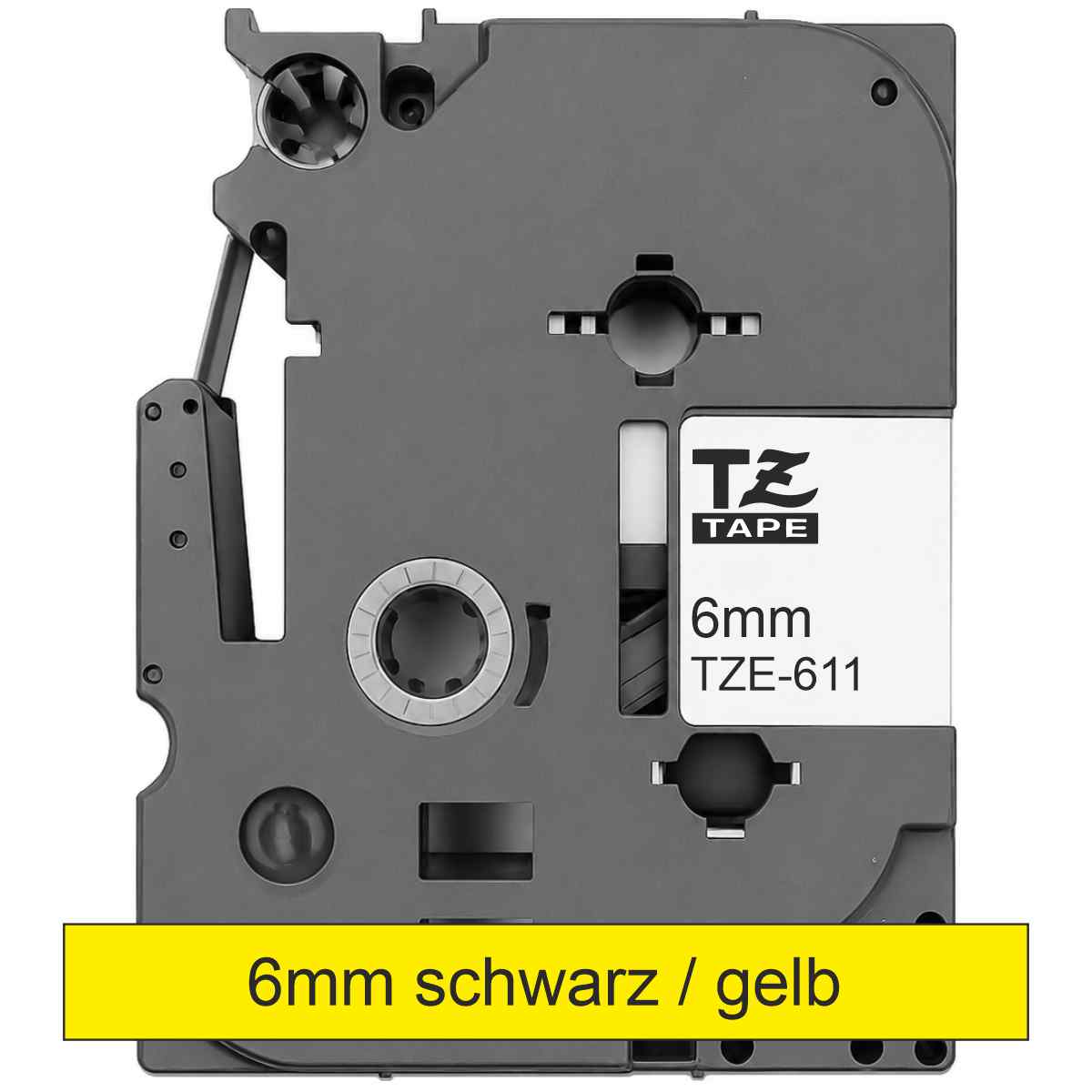 BROTHER Schriftband TZe-611 6mm x 8m schwarz auf gelb