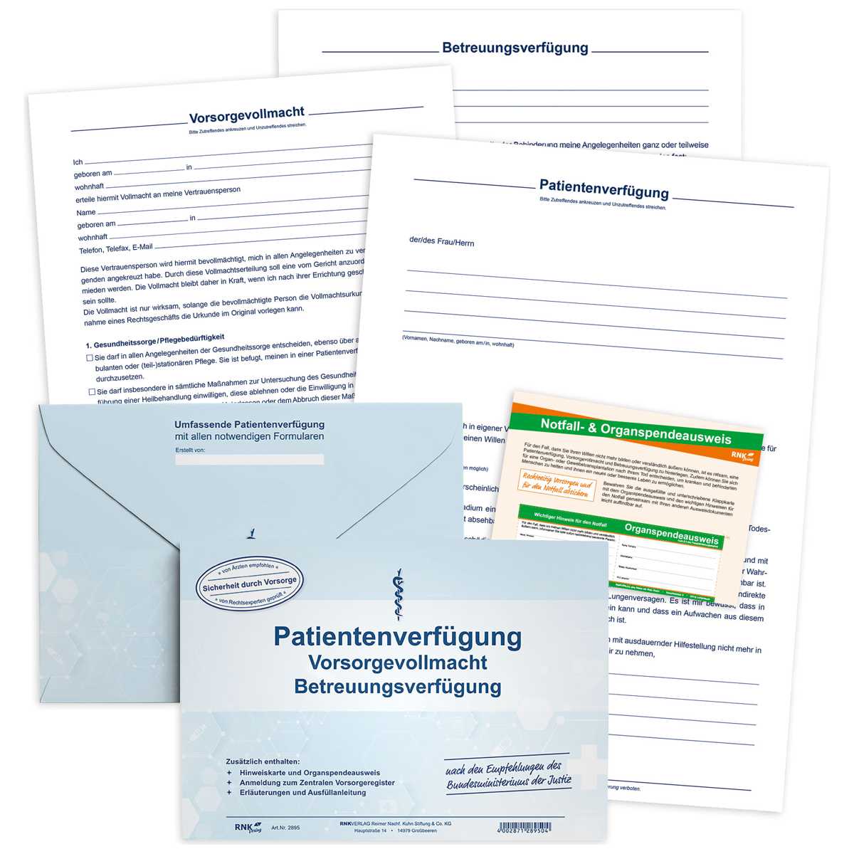 RNK Patientenverfügung 2895 C5 220x162mm mit Betreuungsverfügung + Vorsorgevollmacht