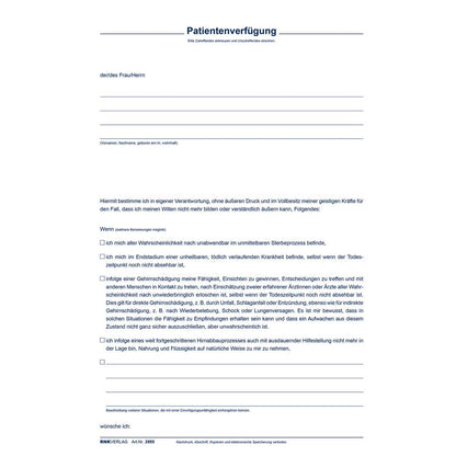 RNK Patientenverfügung 2895 C5 220x162mm mit Betreuungsverfügung + Vorsorgevollmacht