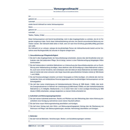 RNK Patientenverfügung 2895 C5 220x162mm mit Betreuungsverfügung + Vorsorgevollmacht