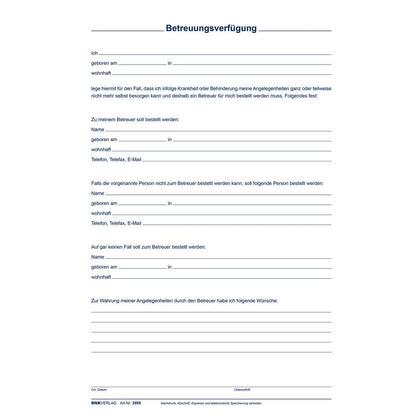 RNK Patientenverfügung 2895 C5 220x162mm mit Betreuungsverfügung + Vorsorgevollmacht