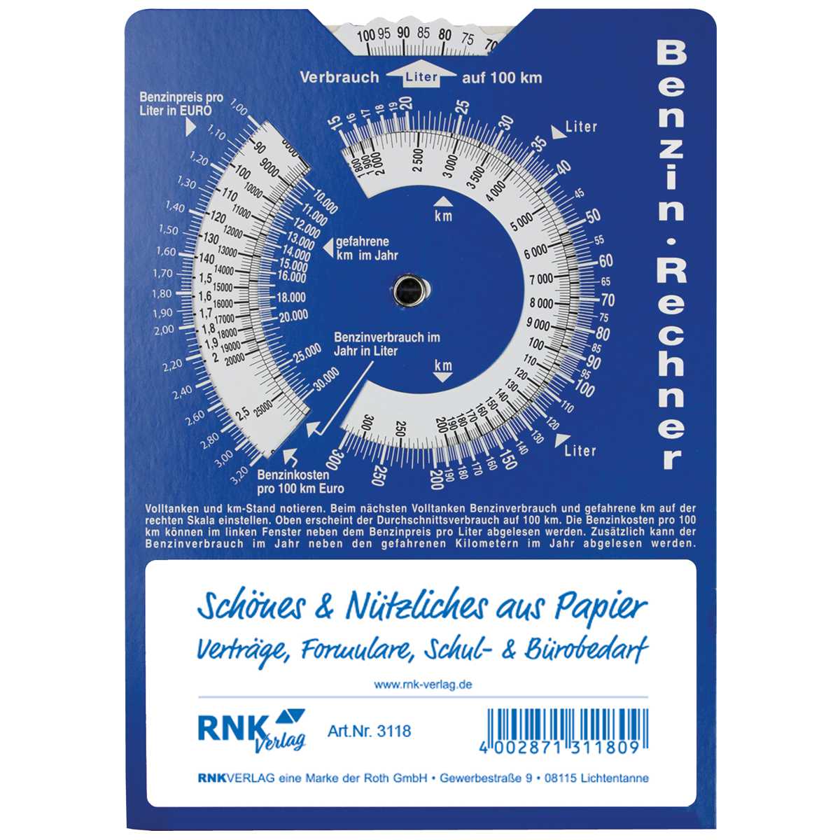 RNK Parkscheibe 3118 nach StVO aus Karton 11x15cm