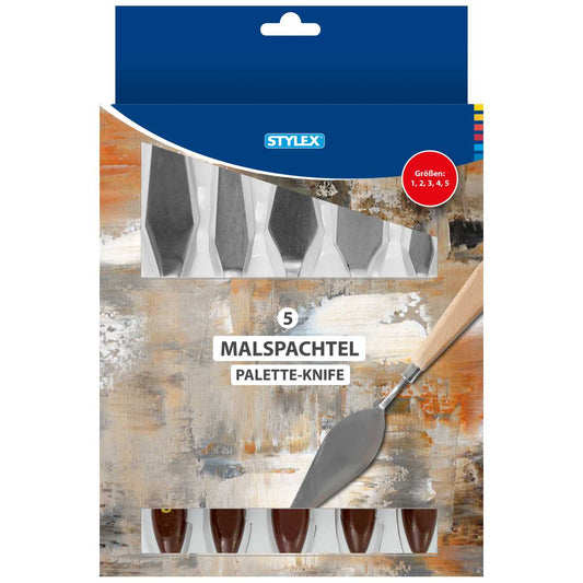 STYLEX Malspachtel / Malmesser Set 5-teilig für Acryl, Ölfarben, Strukturpaste
