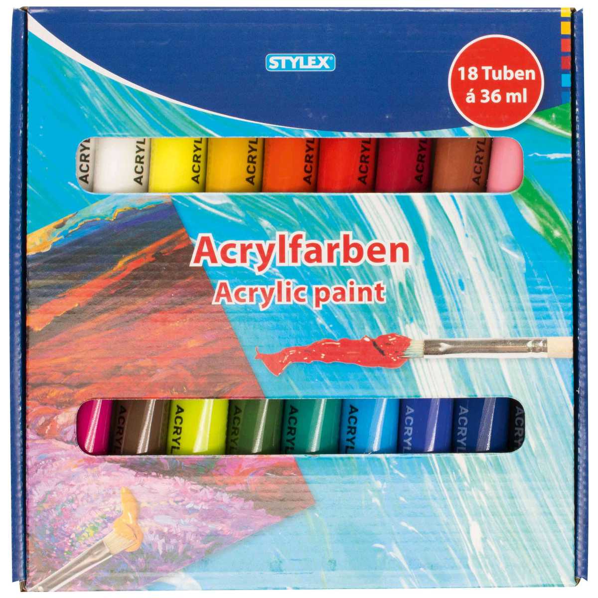 STYLEX Acrylfarbe CLASSIC matt 18 Tuben mit je 36 ml
