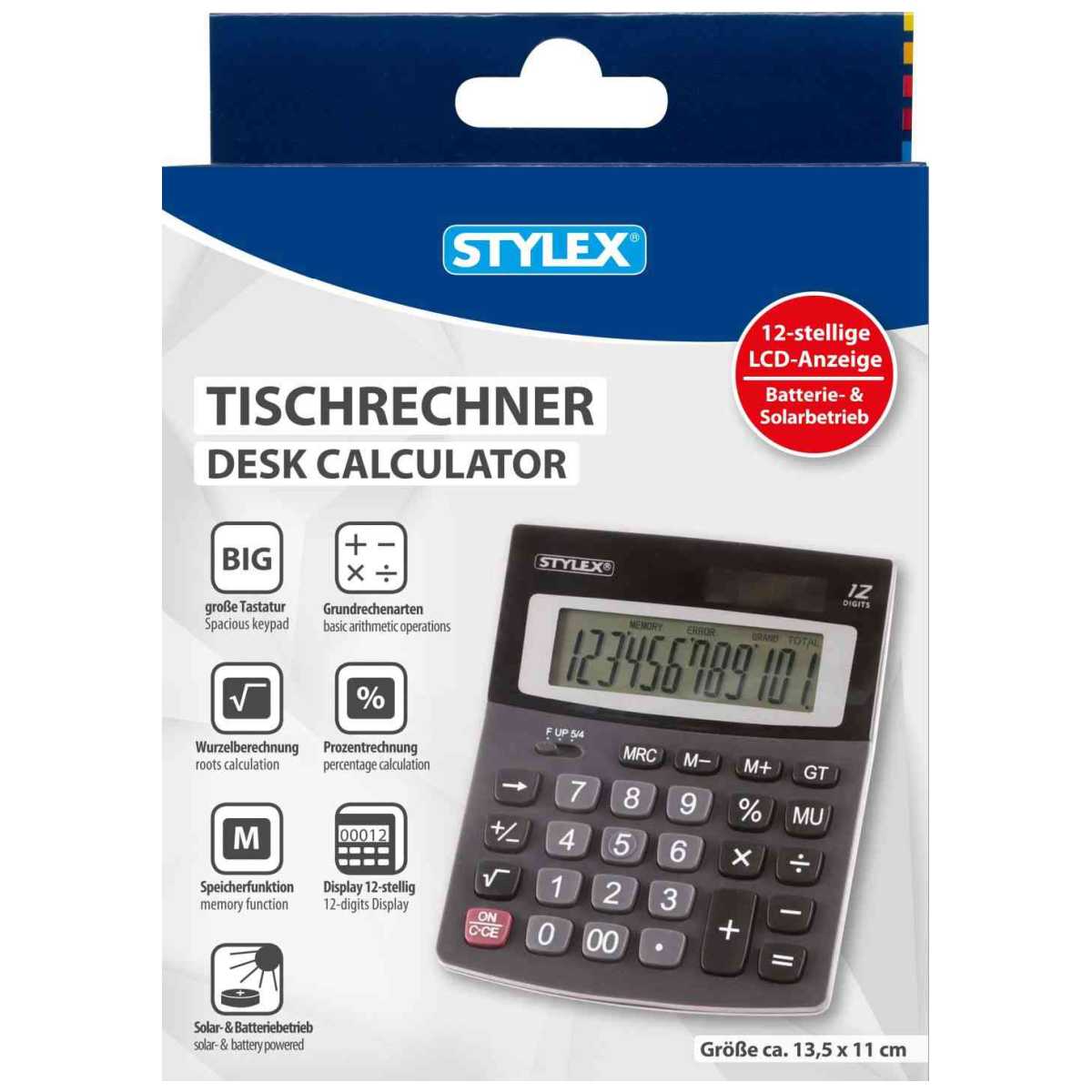 STYLEX Tischrechner BETA 12-stellig 11x14cm