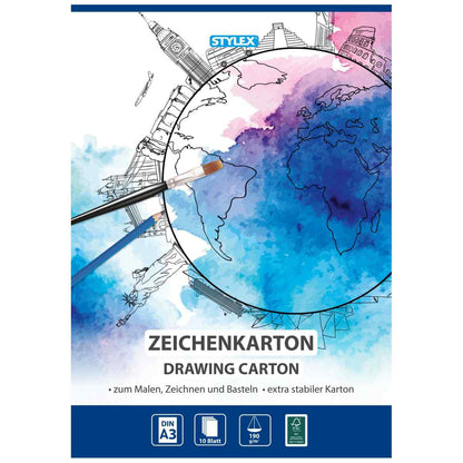 STYLEX Zeichenkartonblock A3 190g 10 Blatt