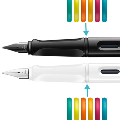 LAMY Safari Füllhalter Set Multicolor Feder M | 2 Stück Füllhalter schwarz + weiß