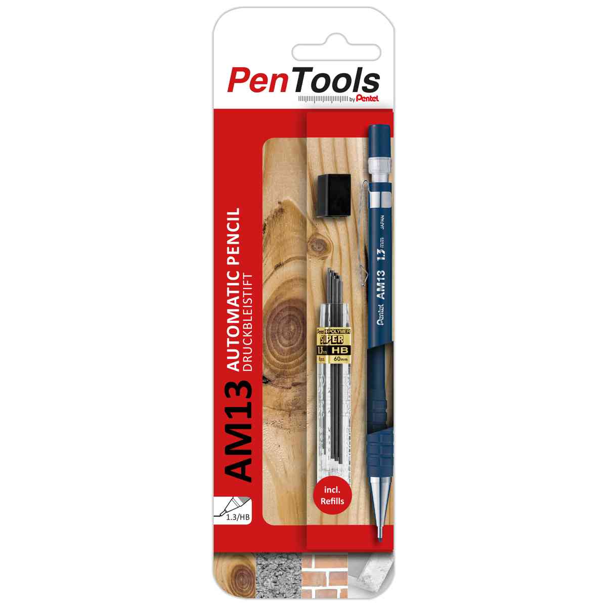 PENTEL Druckbleistift AM13 Gehäuse blau 1,3mm HB + 8 Minen GRATIS