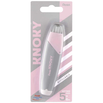 PENTEL Korrekturroller mit Druckmechanik 5mm x 6m nachfüllbar grau / rosa