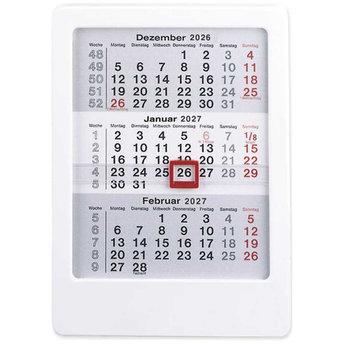 VELA / WALZ 3-Monatskalender Mini 2026/2027 komplett