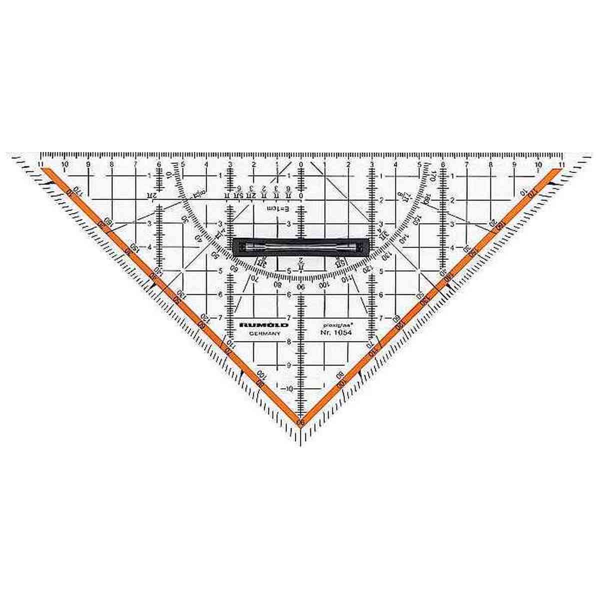 RUMOLD Zeichendreieck / Geodreieck 1054 Plexiglas 250 mm 360-1 Grad