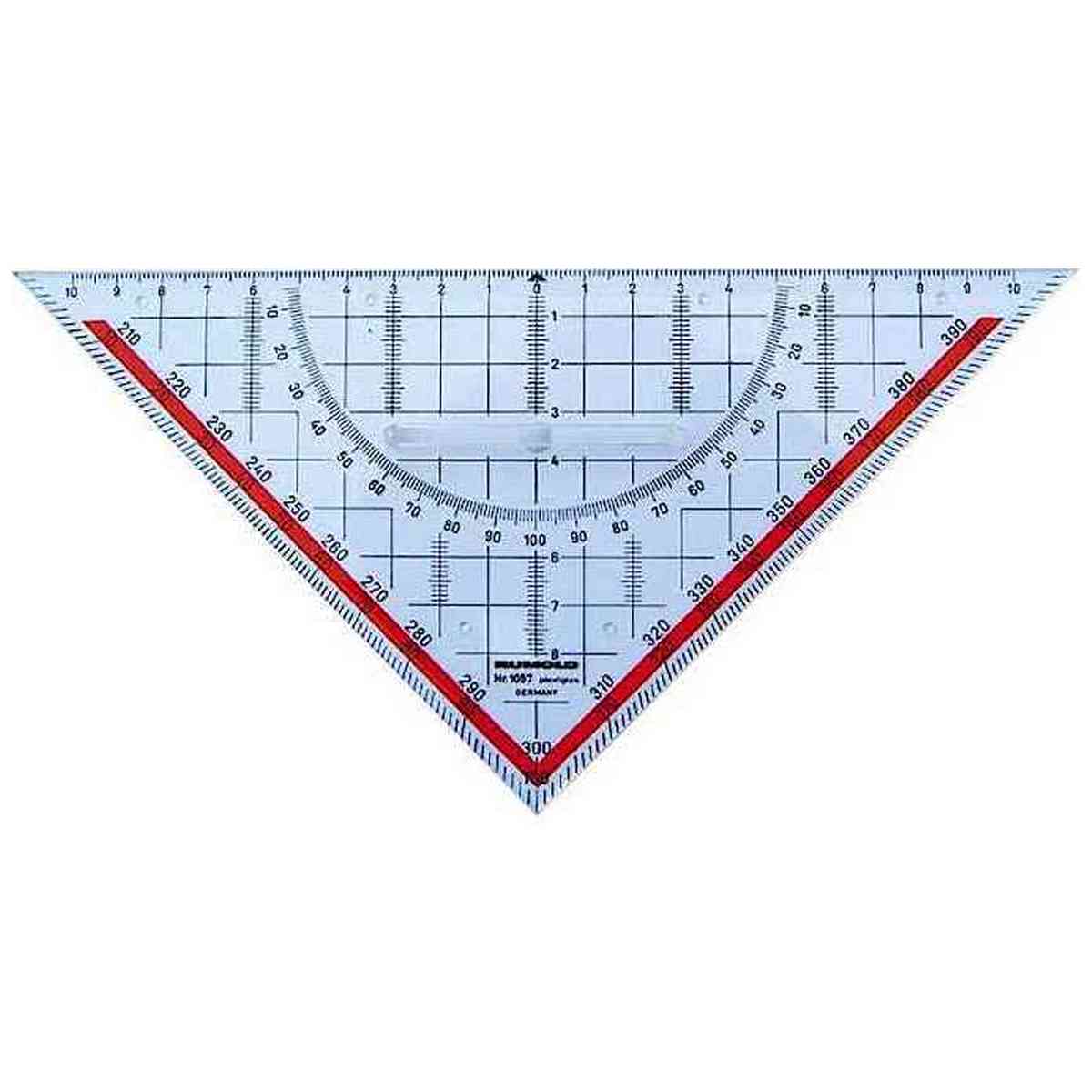 RUMOLD Zeichendreieck / Geodrreieck 1057 Plexiglas 250mm 200 gon-Teilung