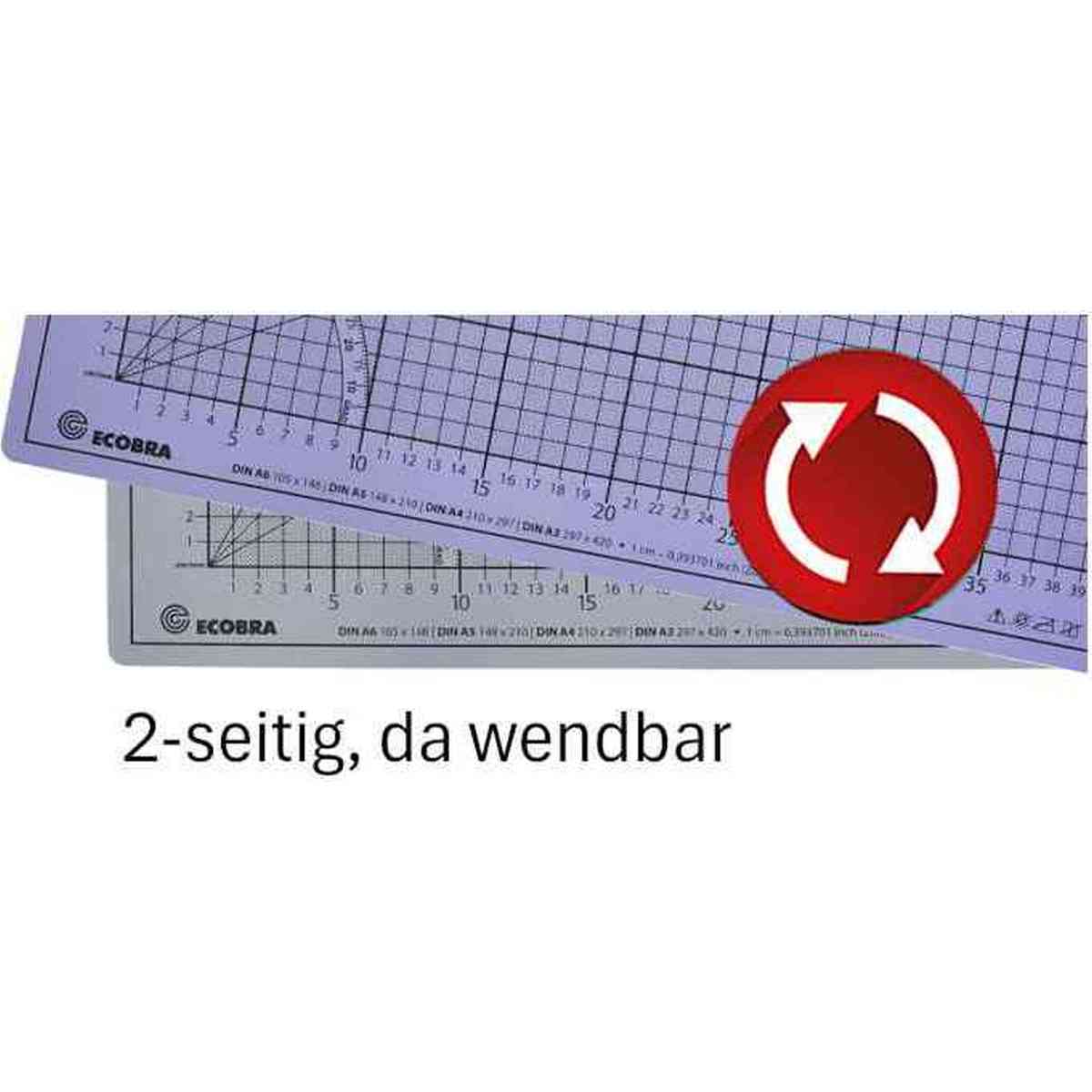 ECOBRA Schneidematte Premium 30x22cm 5-lagig hellgrau / flieder selbstheilend