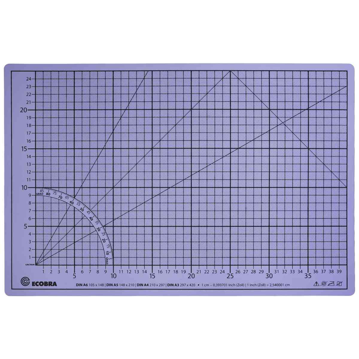 ECOBRA Schneidematte Premium 45x30cm 5-lagig hellgrau / flieder selbstheilend