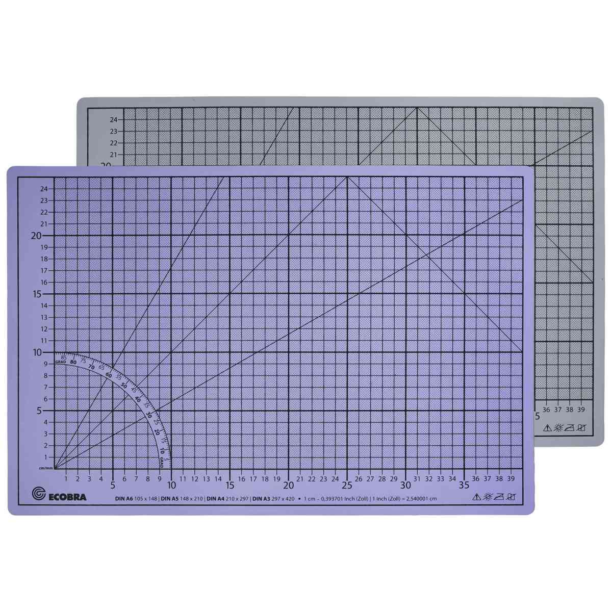 ECOBRA Schneidematte Premium 45x30cm 5-lagig hellgrau / flieder selbstheilend