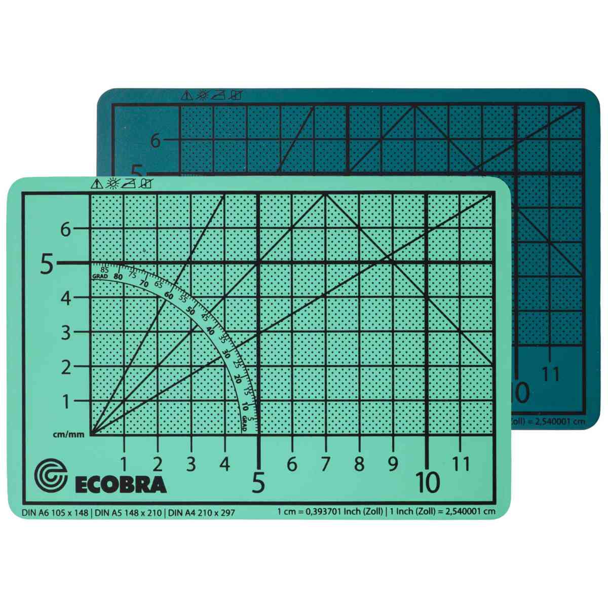 ECOBRA Schneidematte Profi-Pocket 15x10cm 5-lagig dunkelgrün / türkis selbstheilend