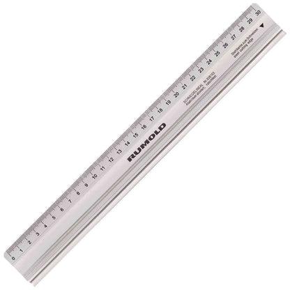 RUMOLD Schneidelineal aus Aluminium mit Stahlkante und Gummieinlage 30 cm