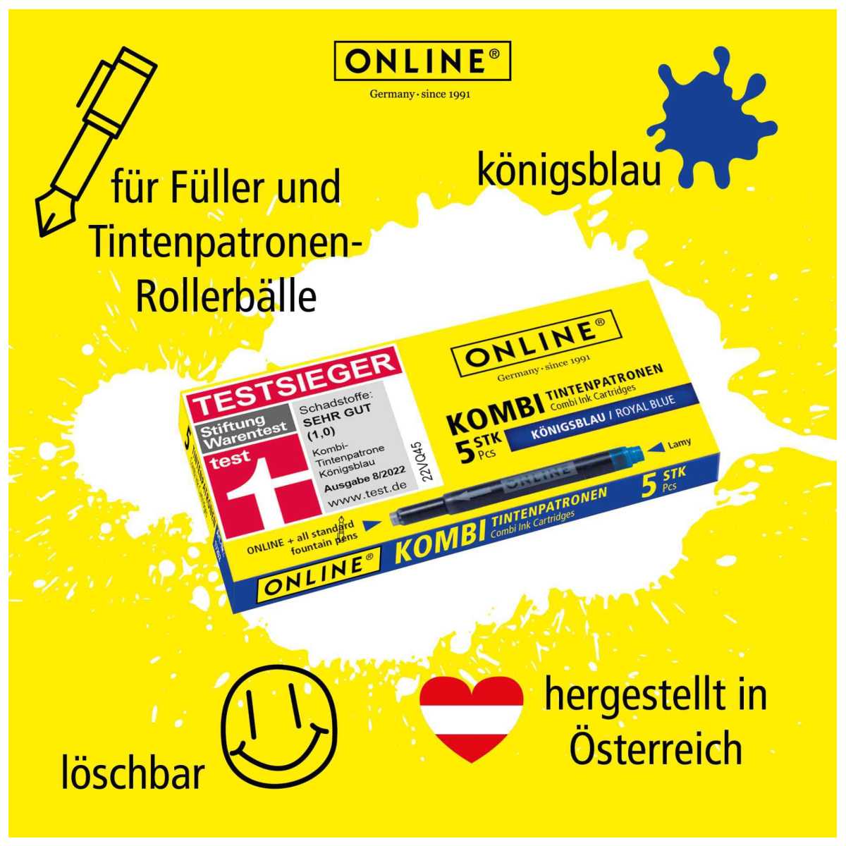 ONLINE Kombi Tintenpatrone königsblau 4 Pack a 5 Stück im  SPARPACK