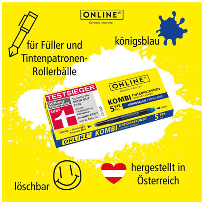 ONLINE Kombi Tintenpatrone königsblau 4 Pack a 5 Stück im  SPARPACK